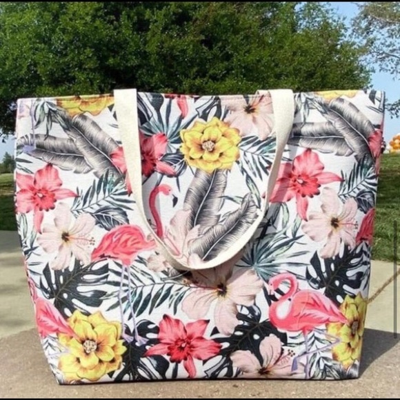 Flamingo floral large tote bag - Picture 7 of 7